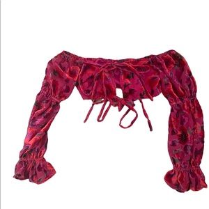 Pretty Little Thing Long Sleeve Flowered Crop Top